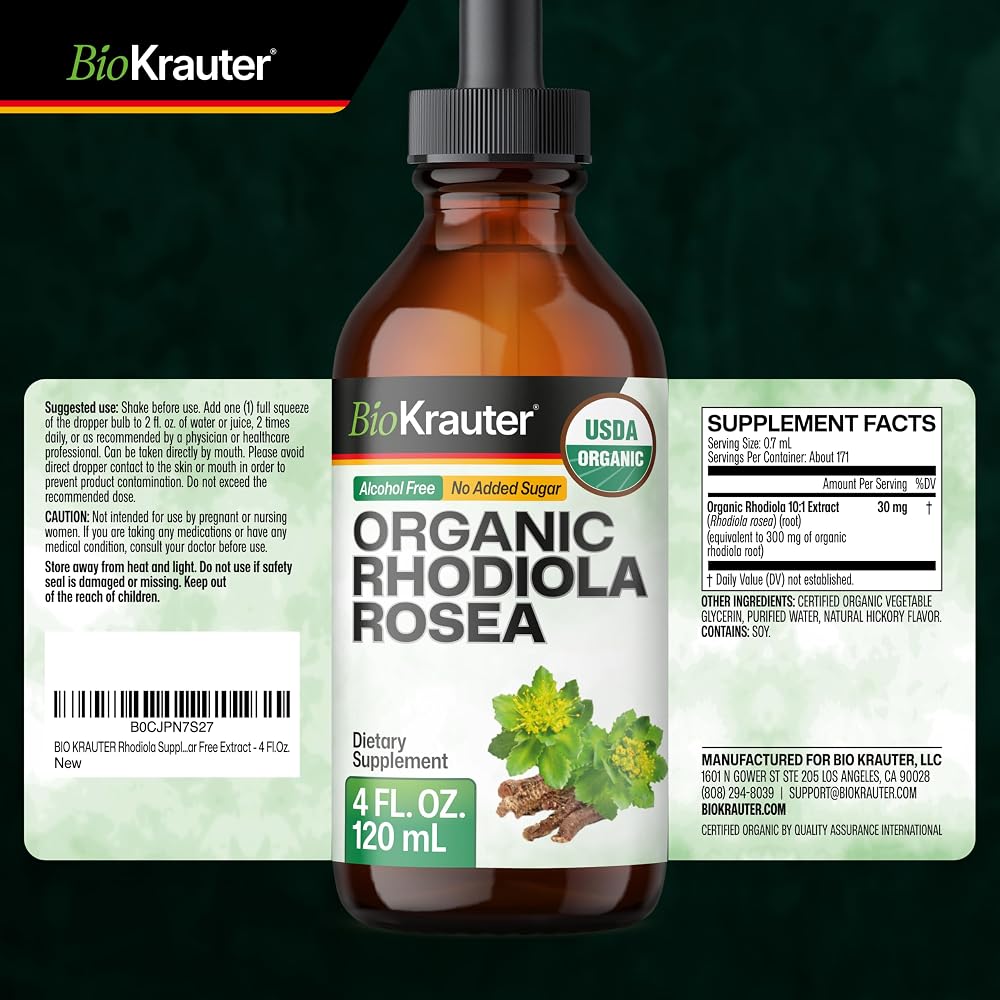 BIO KRAUTER Rhodiola Rosea Extract for Calmness Support - 4 Fl Oz - image 9
