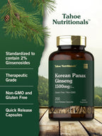 Tahoe Nutritionals Korean Panax Ginseng Extract 1500 mg - 200 Capsules - image 4