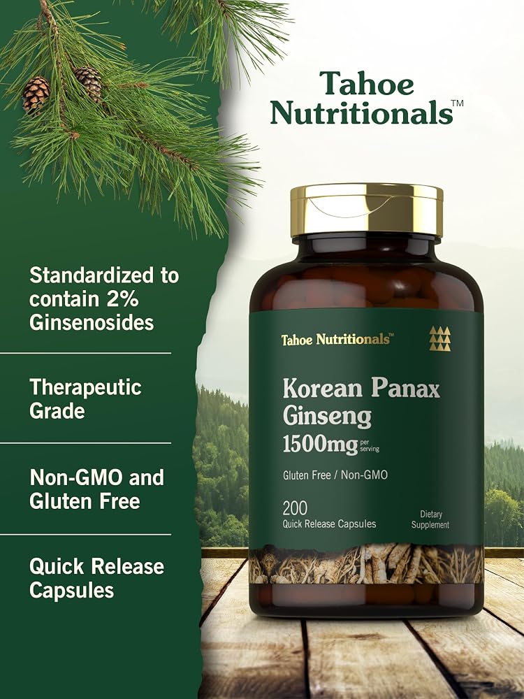 Tahoe Nutritionals Korean Panax Ginseng Extract 1500 mg - 200 Capsules - image 4