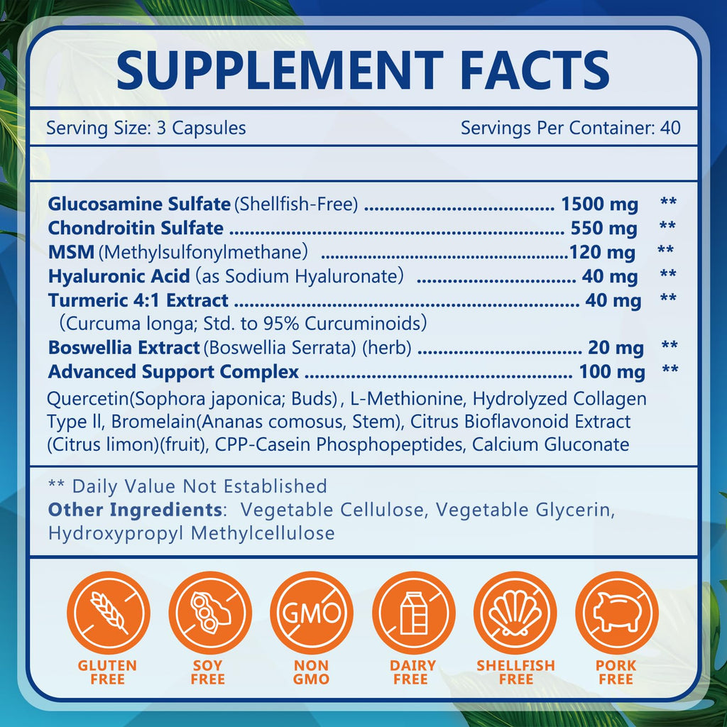 NATURE TARGET Glucosamine Chondroitin MSM Joint Support - 120 Capsules - image 6