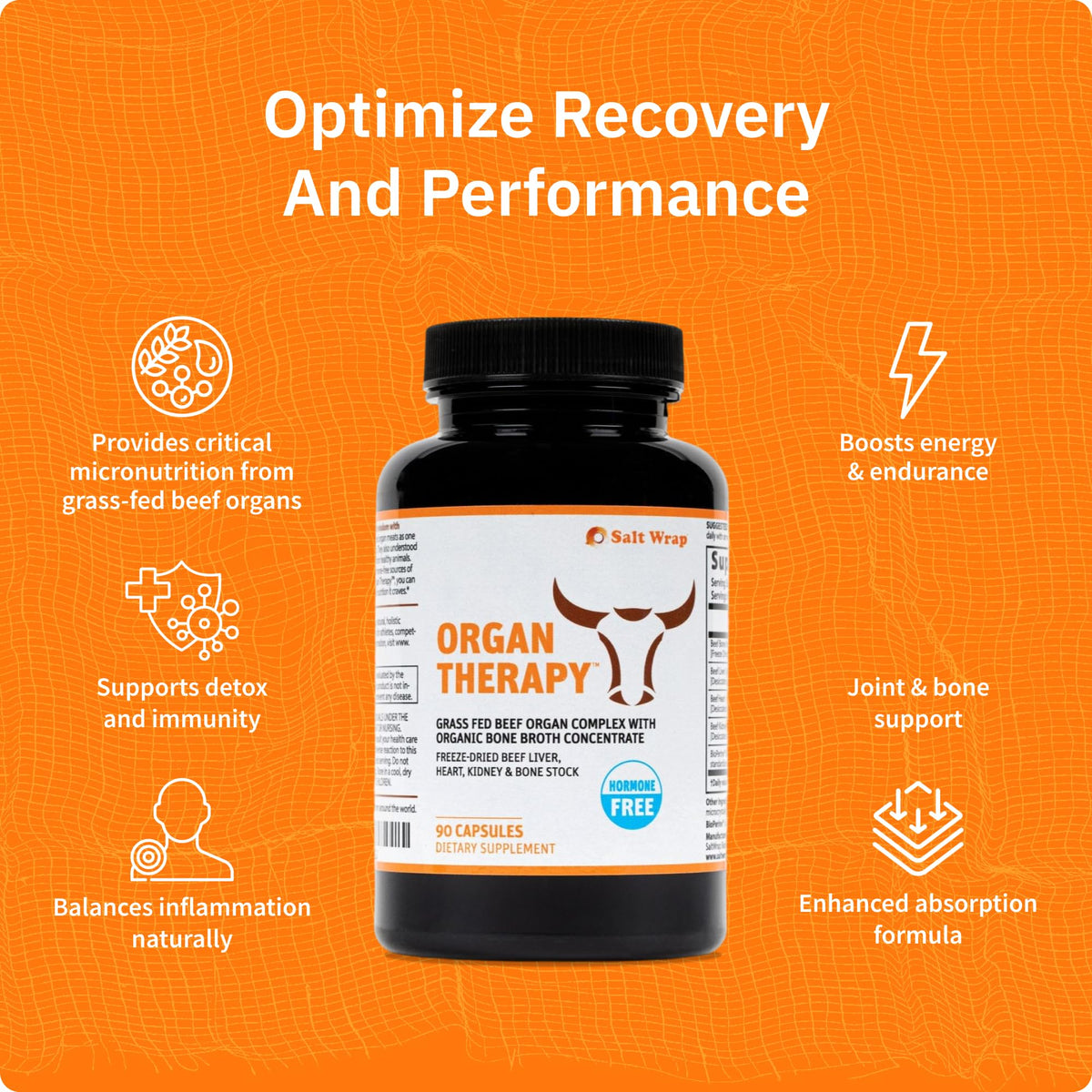 SaltWrap Organ Therapy Grass Fed Beef Complex - 90 Capsules - image 4