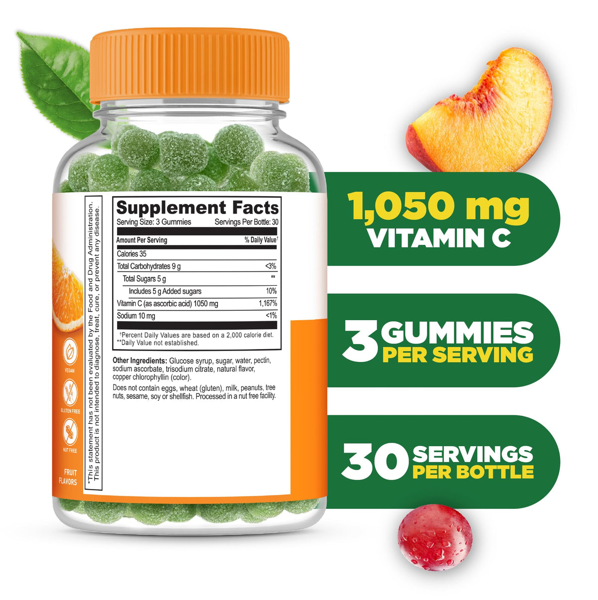 Lifeable Vitamin C Gummies for Adults 1050 mg - 90 Count - image 2