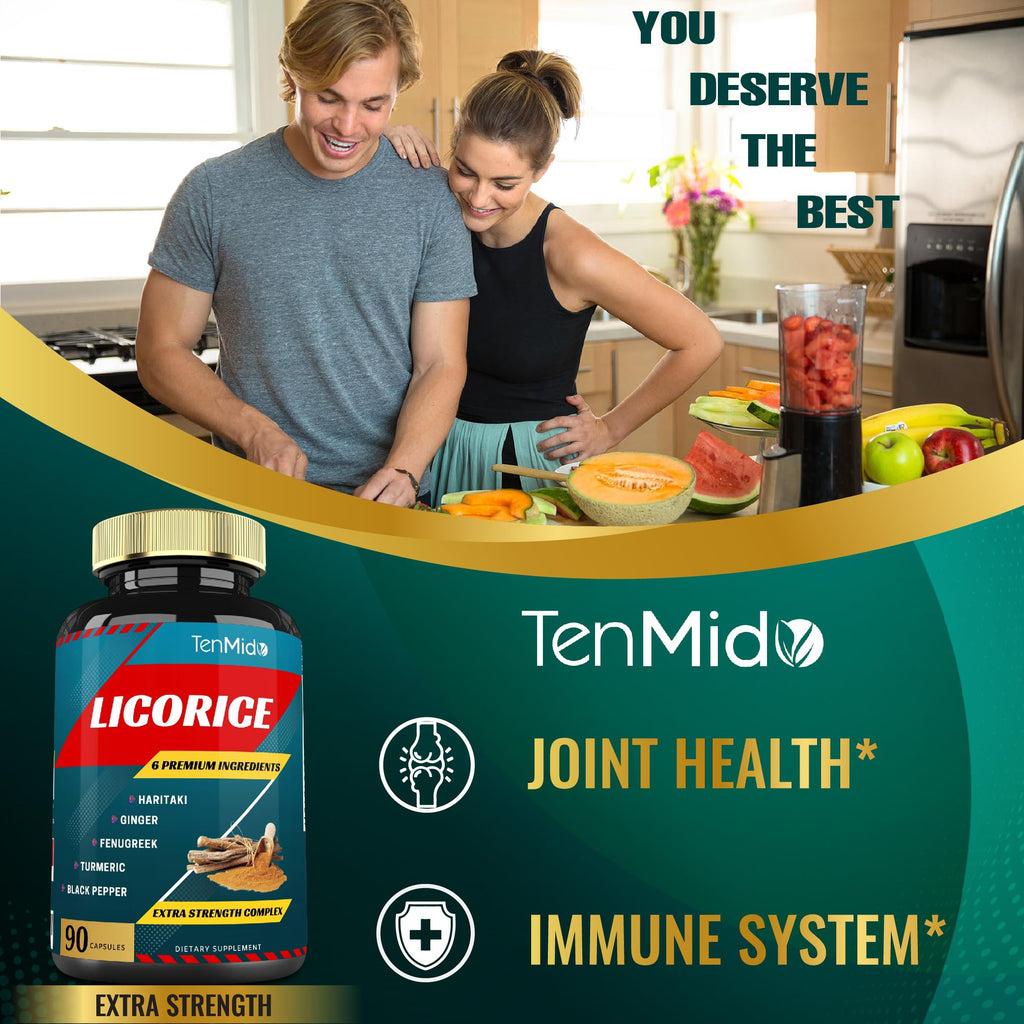 Tenmido Licorice Extract Capsules with Turmeric & Ginger - 90 Capsules - image 6