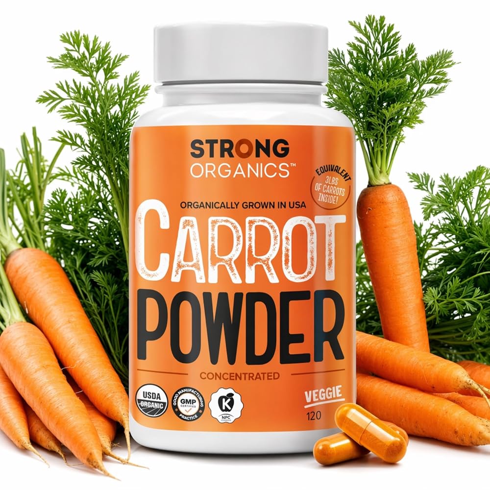 Strong Organics Raw Organic Carrot Juice Powder - 120 Capsules