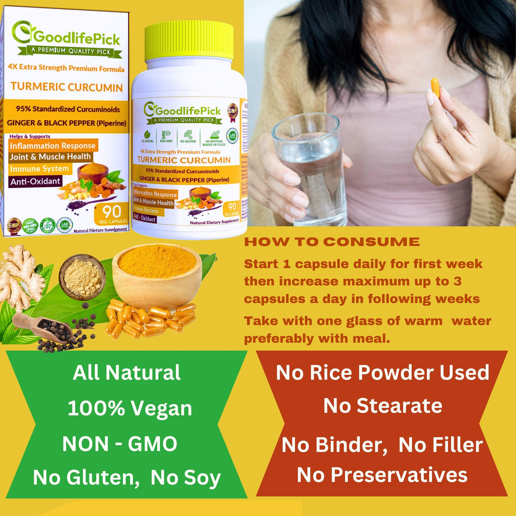 GoodlifePick Premium Turmeric Curcumin Capsules with Ginger & Black