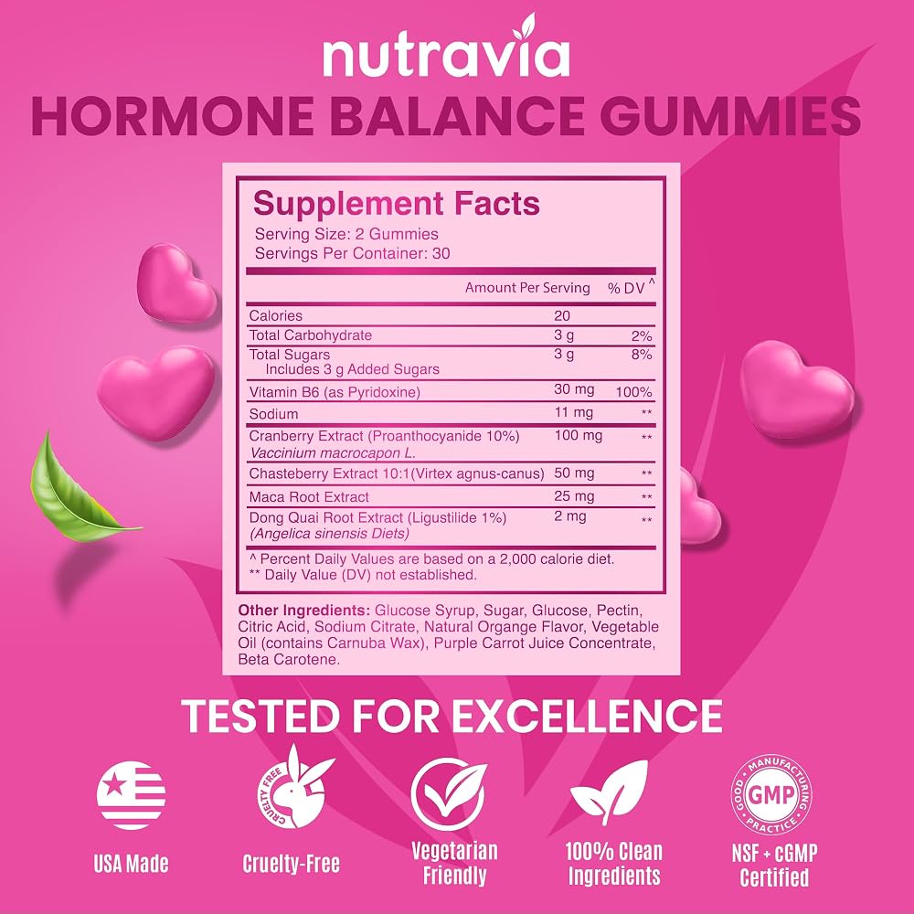 Nutravia Hormone Balance for Women Gummies PMS Relief - 60 Gummies - image 4