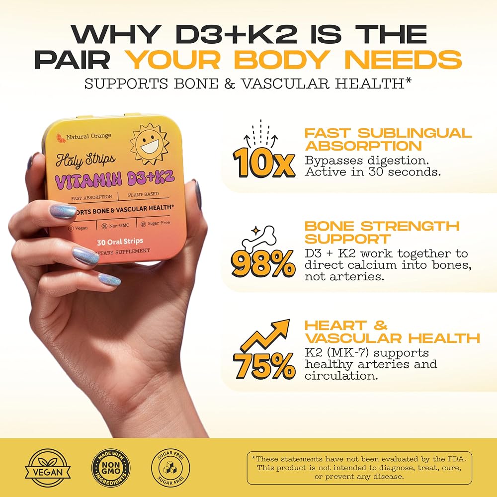Holy Strips Vitamin D3 K2 5000 IU Oral Strips - 30 Count - image 4