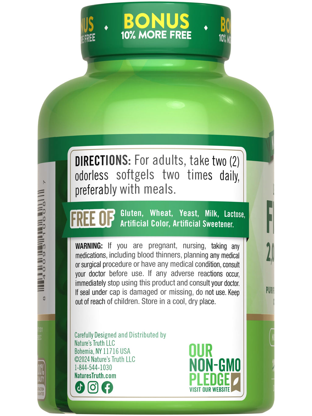 Nature's Truth Fish Oil 2000mg Omega-3 - 110 Softgels - image 7