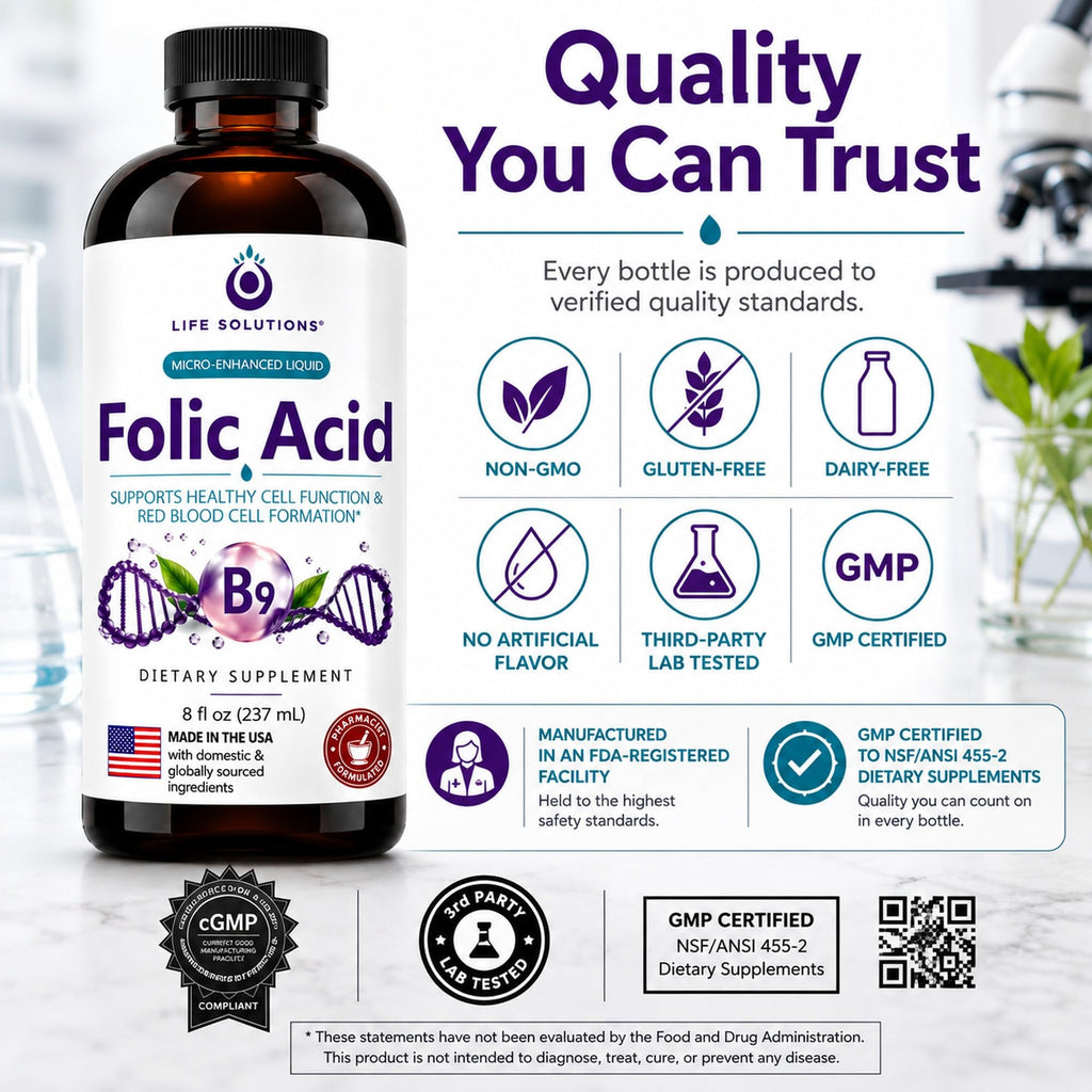 Life Solutions Liquid Vitamin B9 Folic Acid 800mcg Berry - 8oz - image 4
