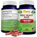 aSquared Nutrition Red Yeast Rice 1800mg - 180 Vegetarian Capsules