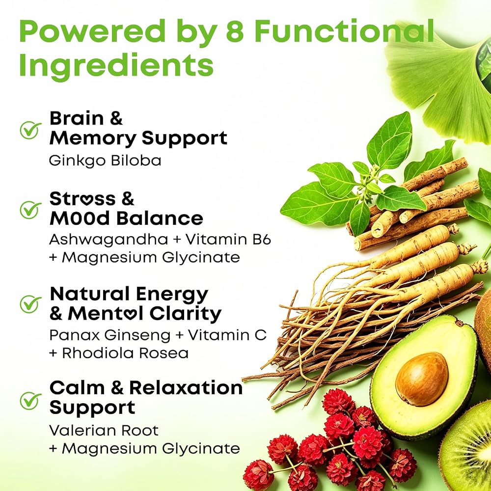 VZOXAINS Ginkgo Biloba Gummies with Ginseng