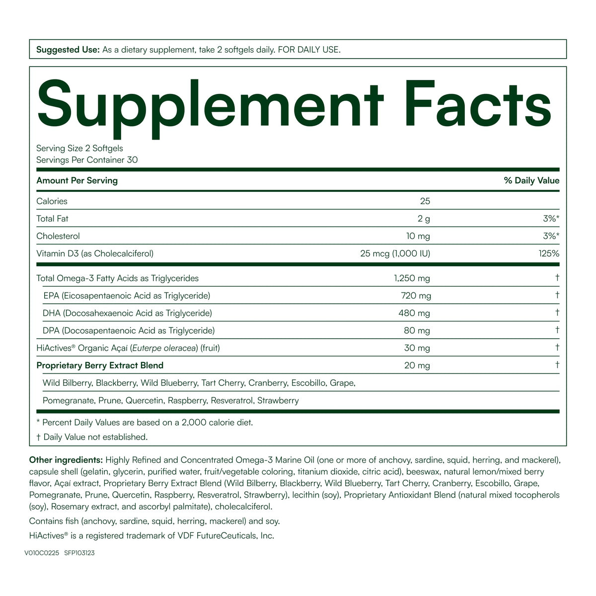 Purity Products OmegaBerry Fish Oil Omega-3 with Vitamin D3 - 60 Softgels - image 2