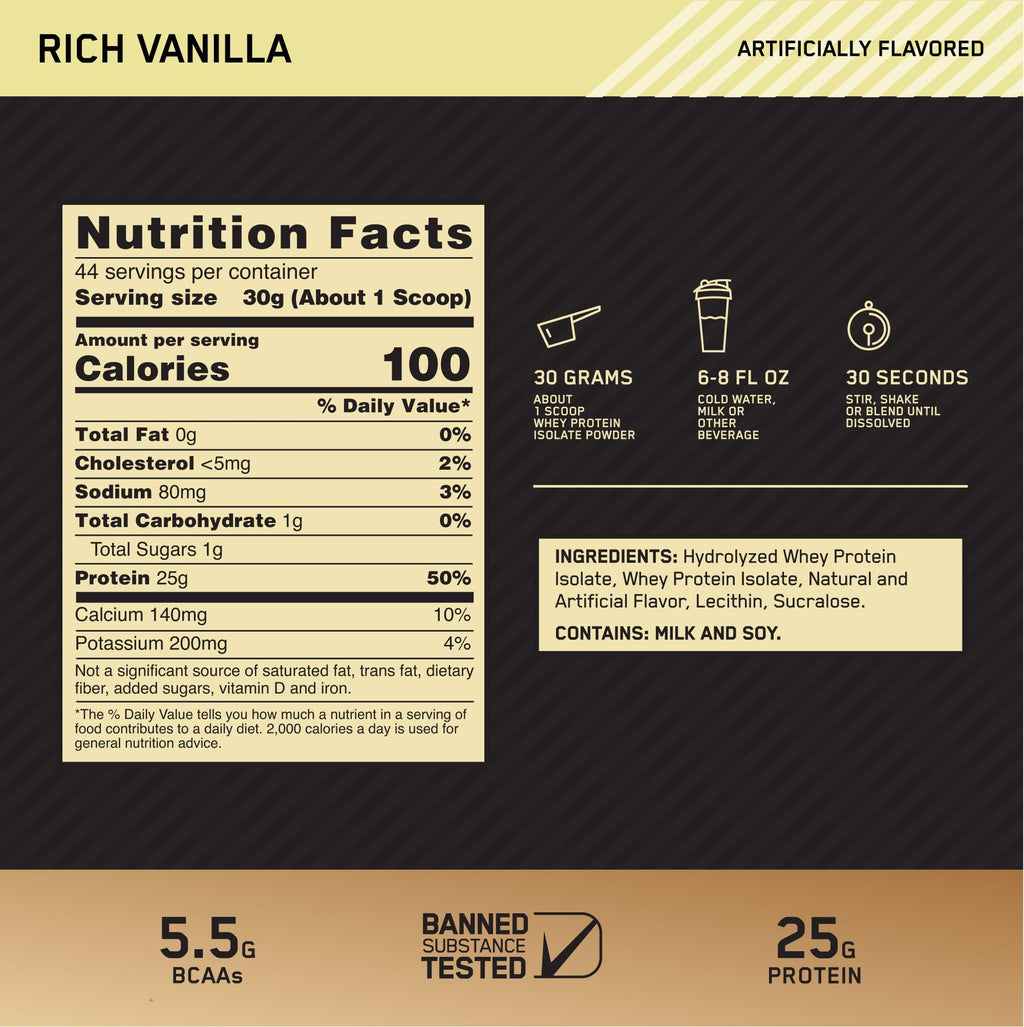 Optimum Nutrition Gold Standard 100% Isolate Protein Powder