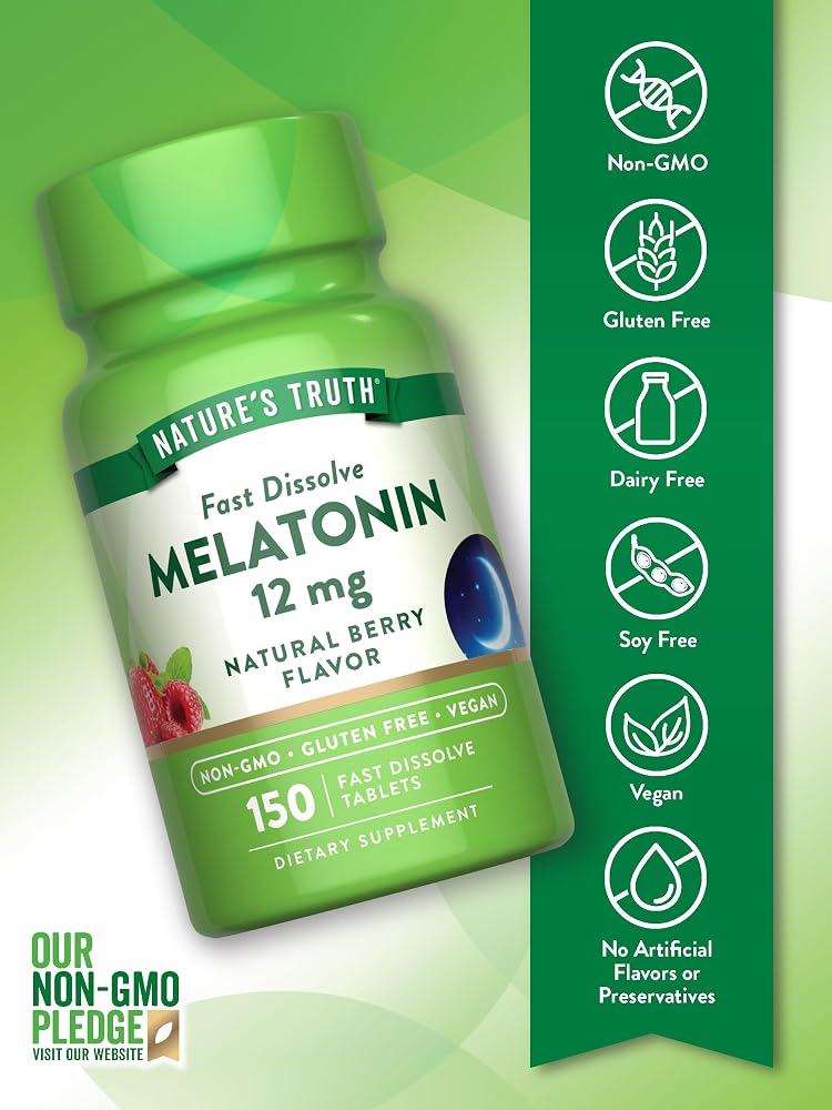 Nature's Truth Melatonin 12 mg Fast Dissolve - 150 Tablets - image 3
