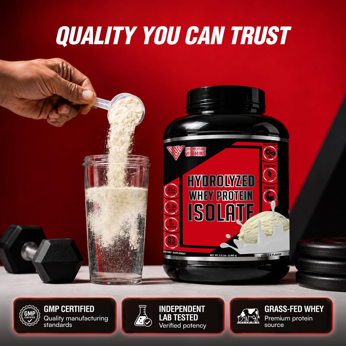 LIV Vitamins Hydrolyzed Whey Protein Isolate Vanilla - 5.5 lbs - image 5