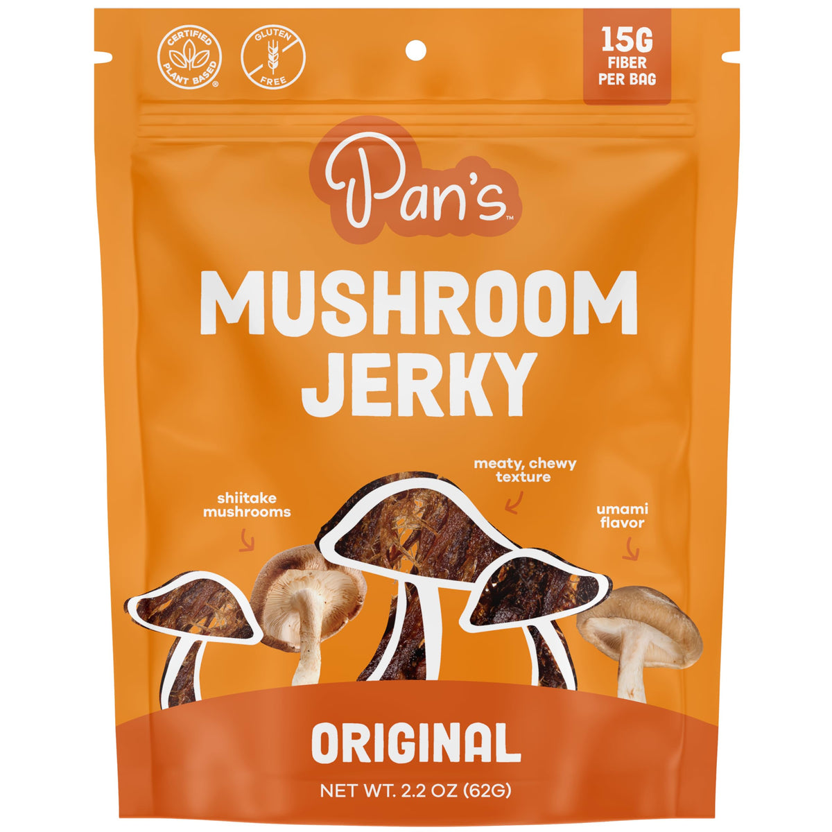 Pan's Mushroom Jerky Shiitake Original Flavour - 2.2 oz