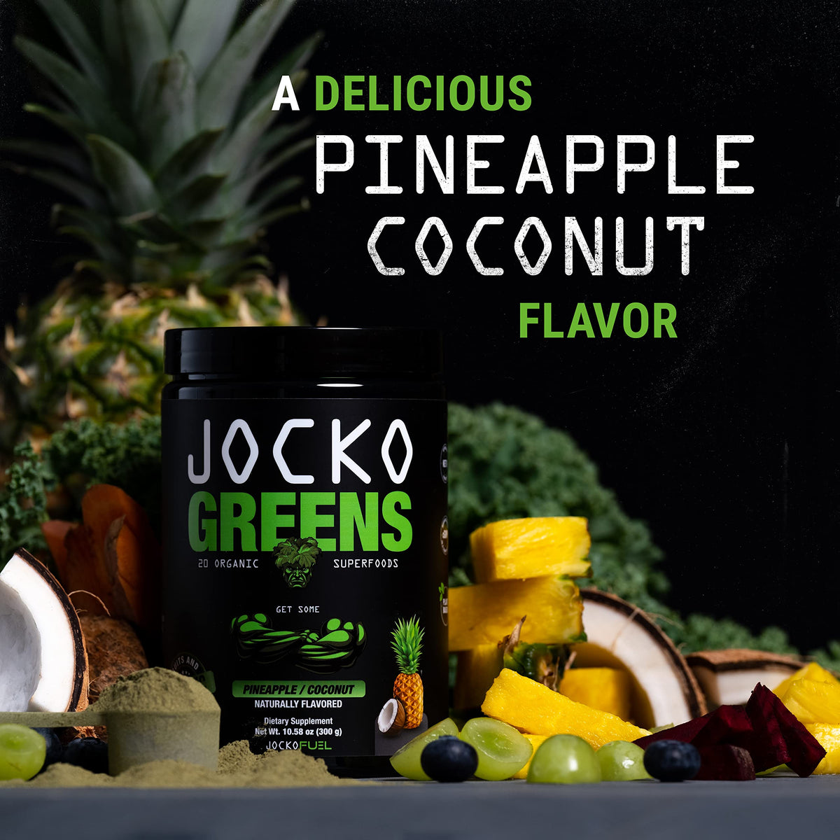 Jocko Fuel Greens Powder (Coconut/Pineapple Flavor) - Organic Greens