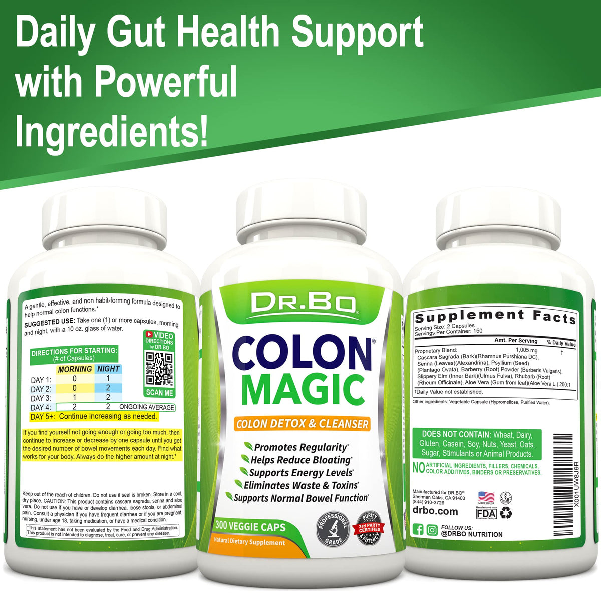 DR. BO Colon Cleanse Detox Formula - Natural Bowel Cleanser Pills