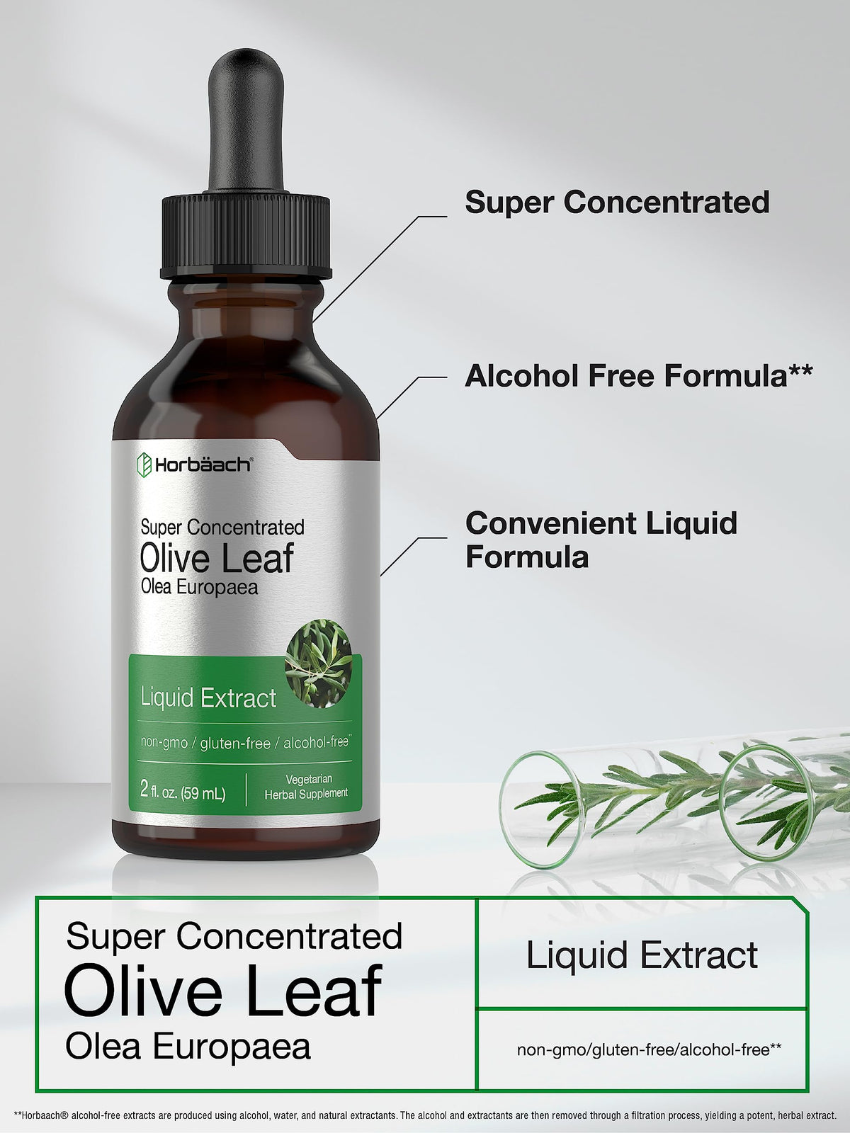 Horbäach Olive Leaf Extract Liquid Super Strength - 2 fl oz - image 3