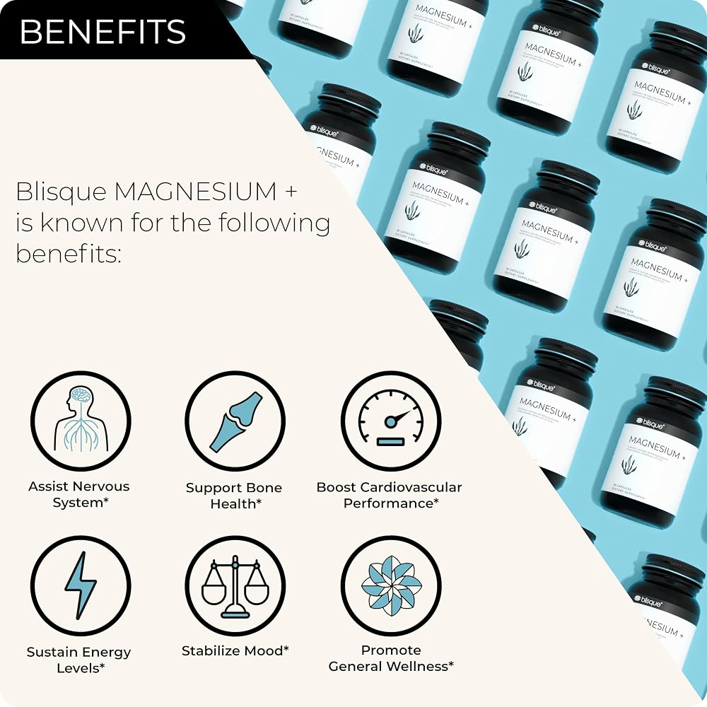Blisque Magnesium Support Supplement - 90 Capsules - image 2