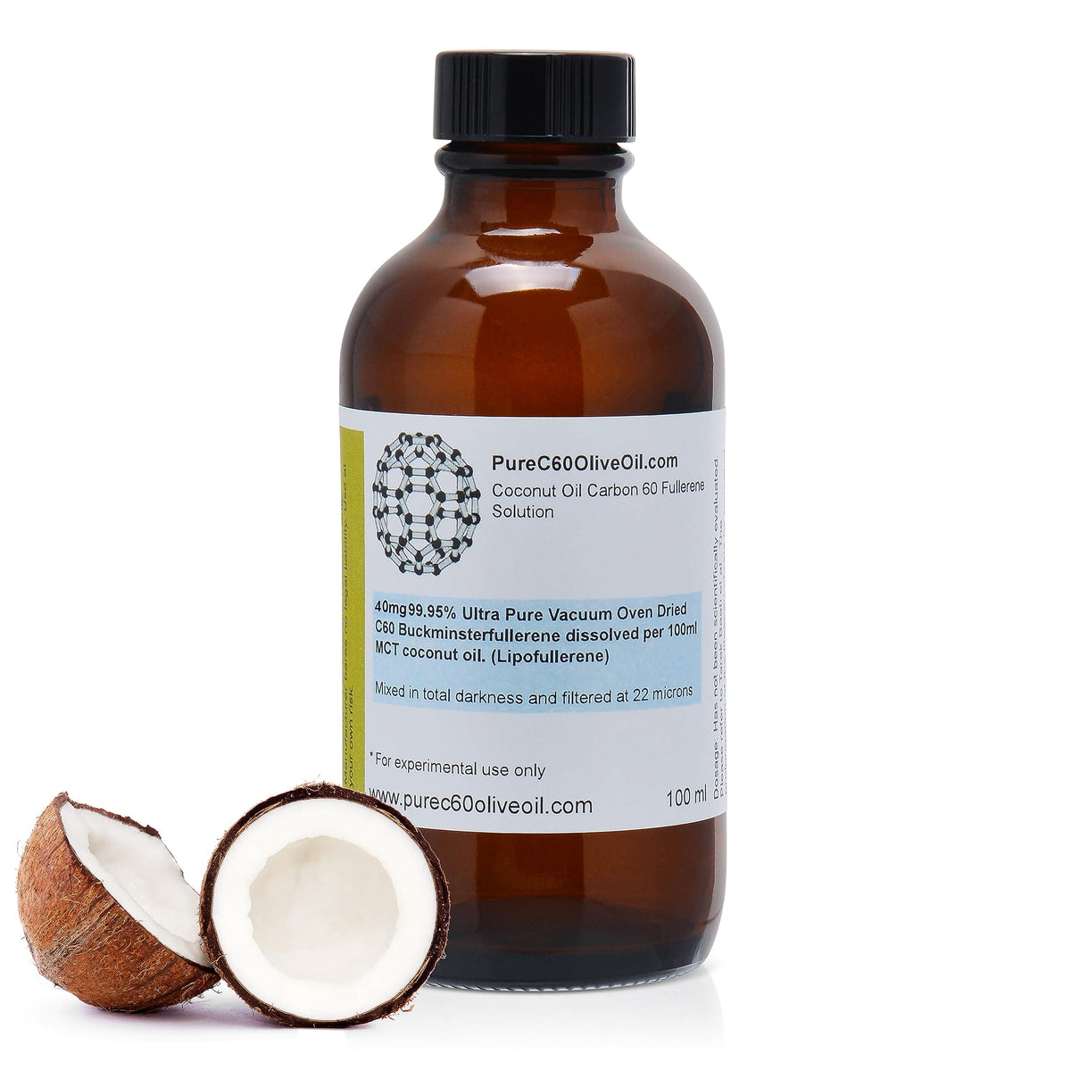 PureC60OliveOil.com PureC60OliveOil C60 MCT Coconut Oil 40mg - 100ml