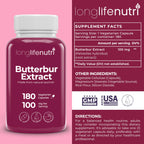 LongLifeNutri Butterbur Extract 100mg - 180 Vegetarian Capsules - image 2