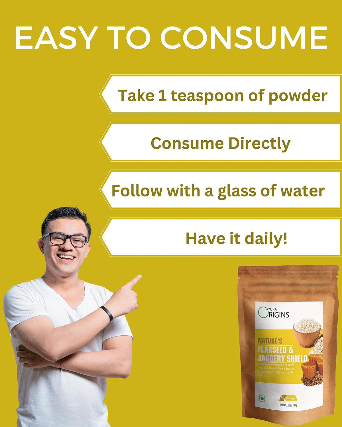 AYURA ORIGINS Nature's Flaxseed & Jaggery Powder - 50 Servings - image 5