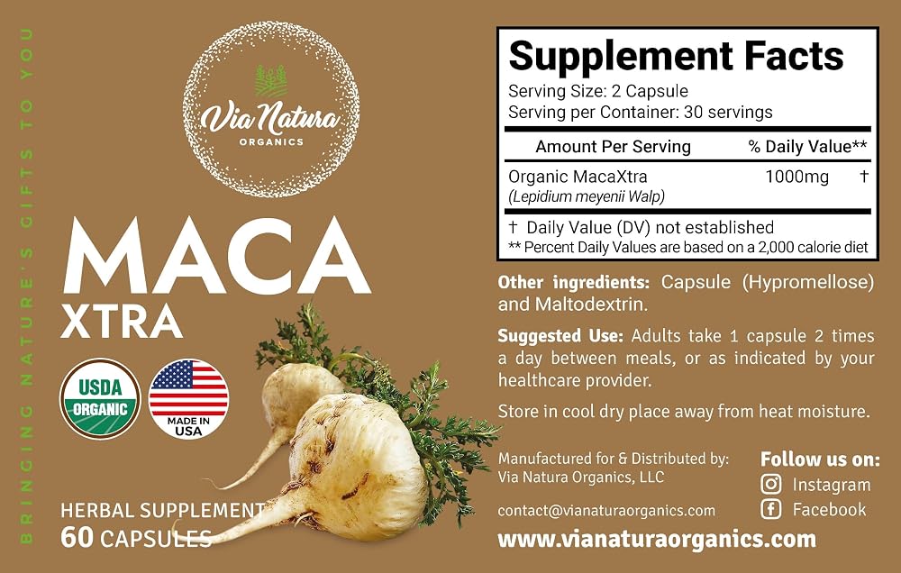 Via Natura Organics Maca Xtra 1000mg Capsules - 60 Capsules - image 2