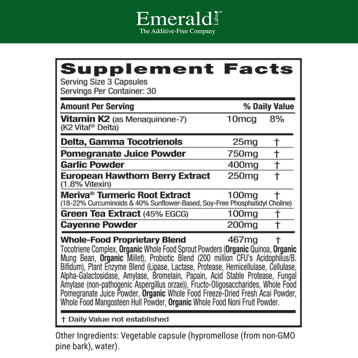 Emerald Laboratories Heart, Artery & Vein Health - 90 Capsules - image 2