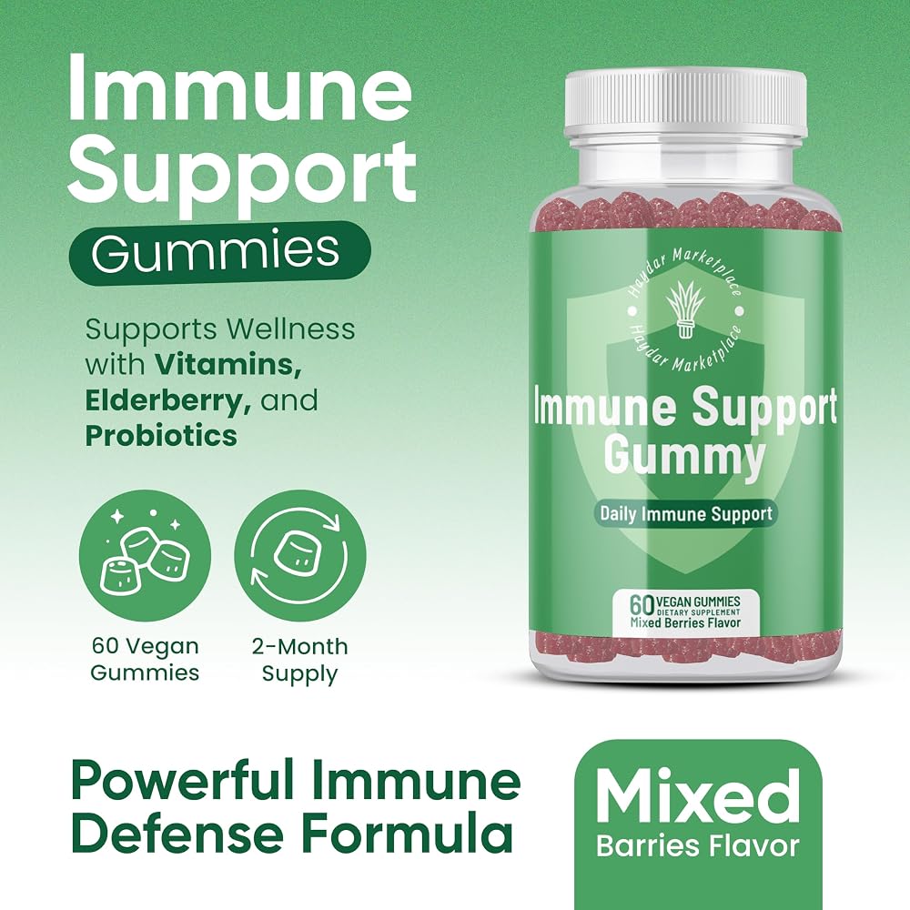 Haydar Marketplace Immune Support Gummies with Vitamins C & D - 60 Gummies - image 2