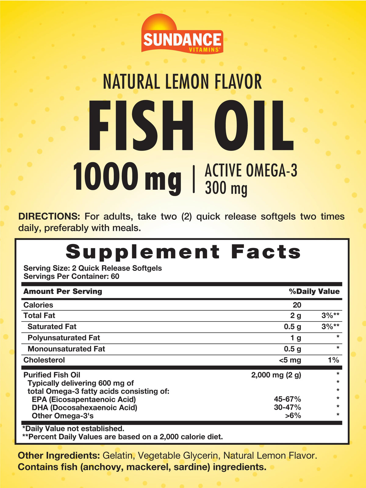 Sundance Fish Oil Softgels 1000mg - 120 Count - image 2
