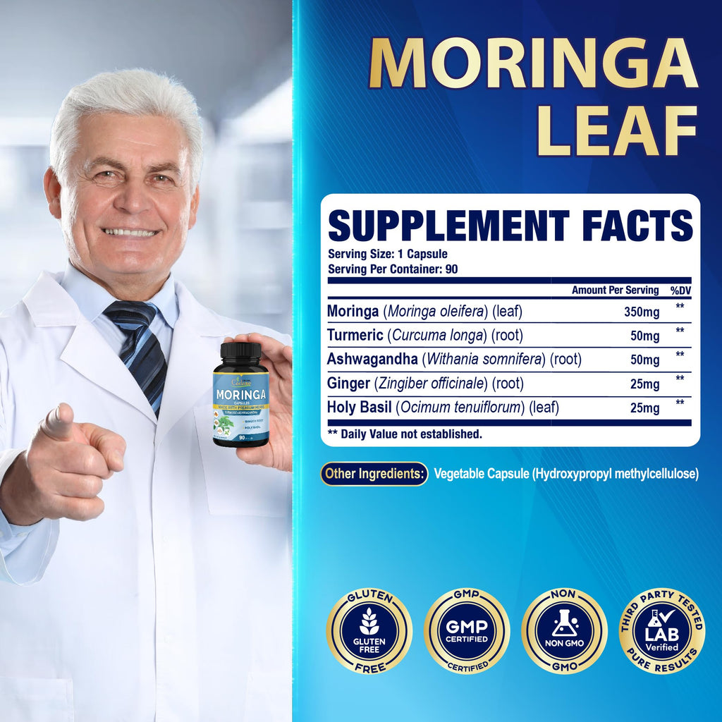 Organic Cadane Moringa Extract Capsules Energy Support - 90 Capsules - image 3