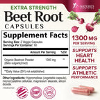 Nature's Nutrition Organic Beet Root Capsules - 1300mg Extra Strength