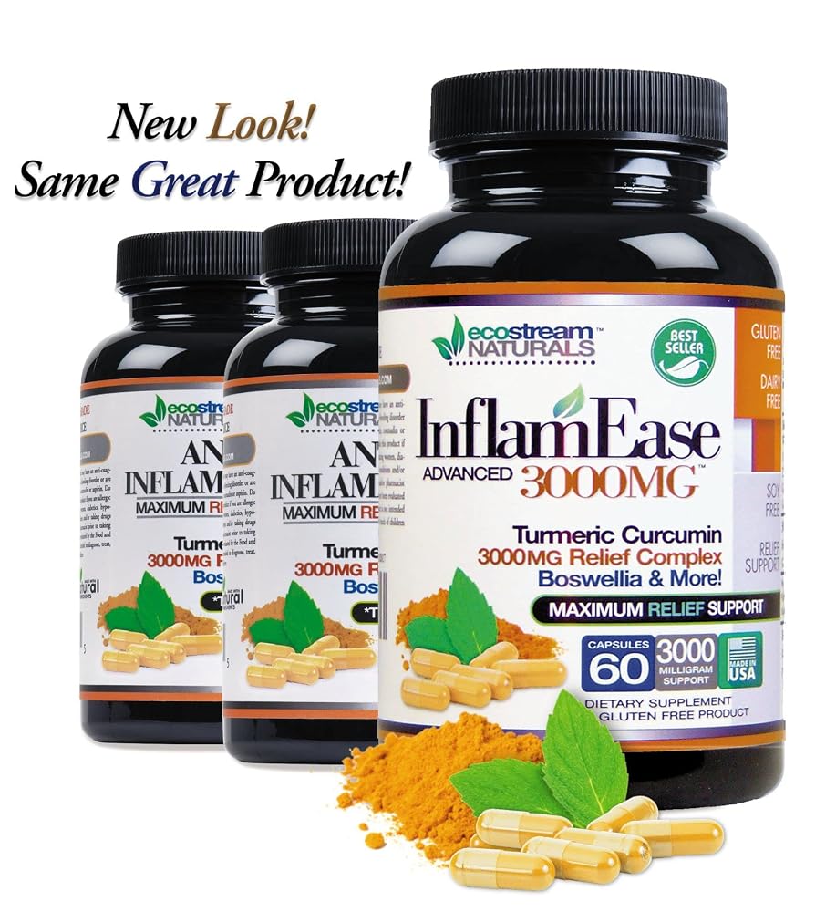 ecostream Naturals InflamEase with Turmeric & Boswellia - 180 Capsules - image 2