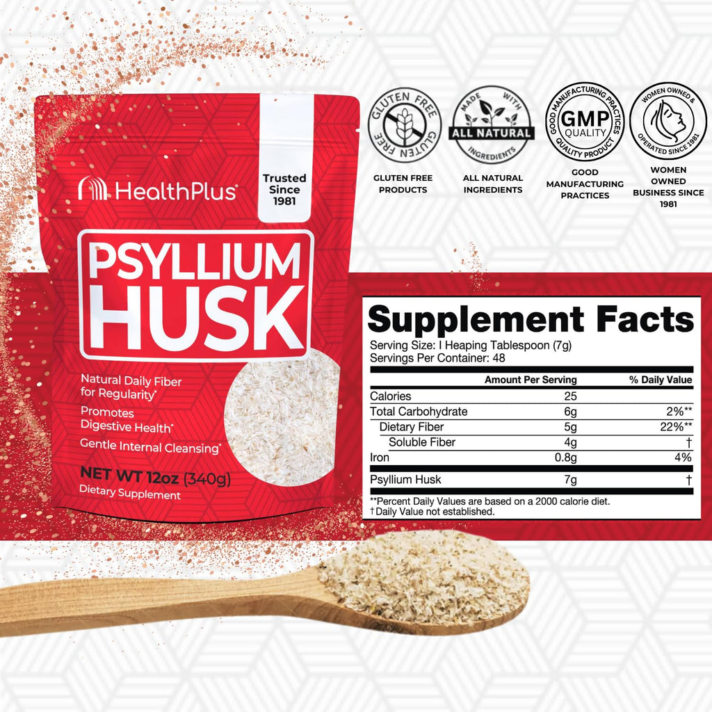 Health Plus Psyllium Husk Fiber Supplement Powder - 12 oz - image 2