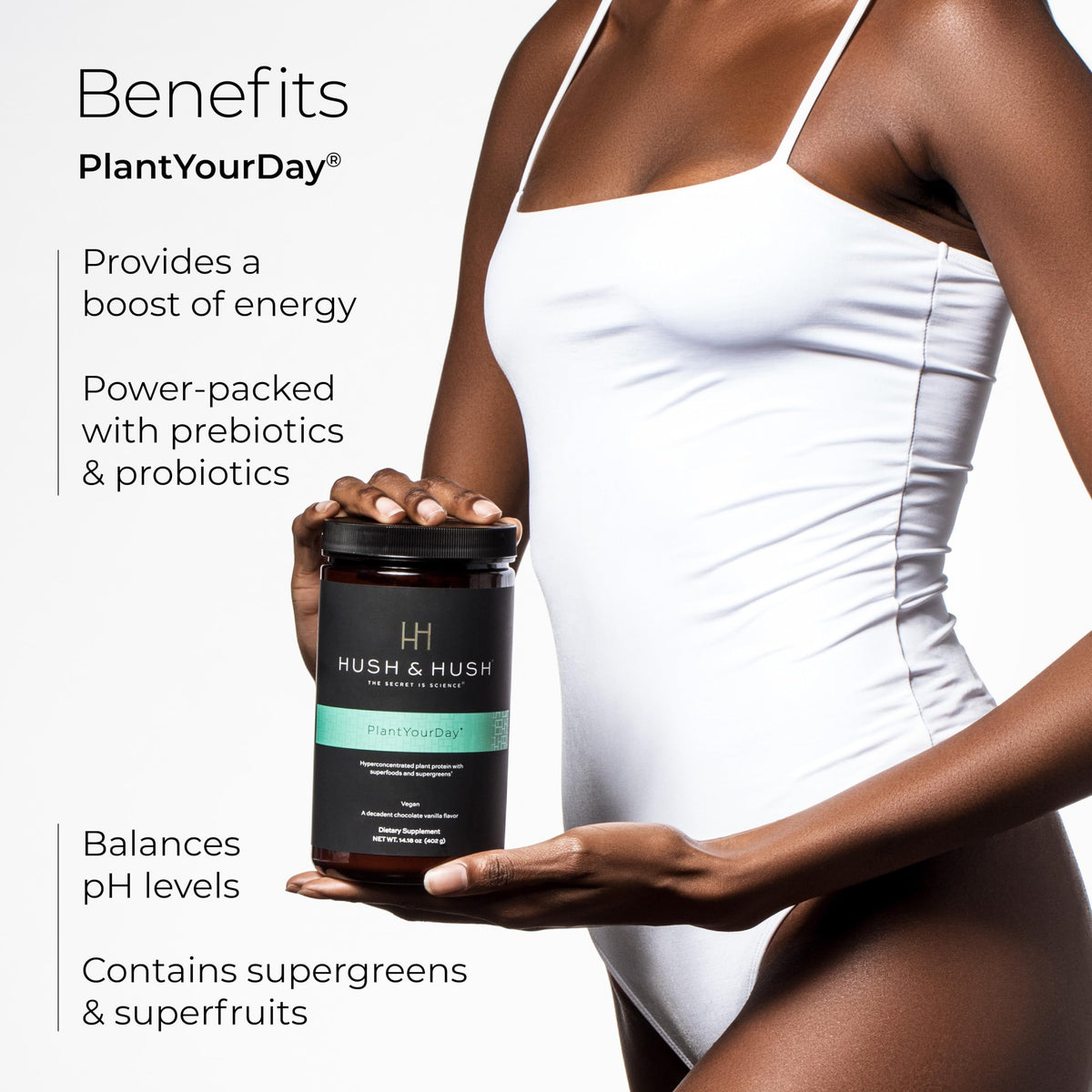 Hush & Hush PlantYourDay Vegan Protein + Supergreens Powder - 14.18 oz - image 3