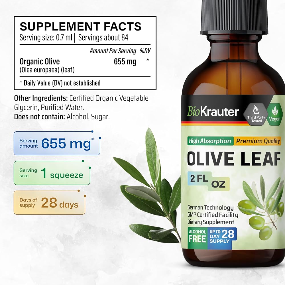 BIO KRAUTER Olive Leaf Tincture - Olive Leaf Extract for Immune