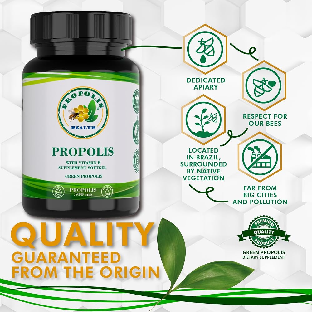 Propolis Health Propolis Capsules 1000mg with Vitamin E - 100 Capsules - image 3