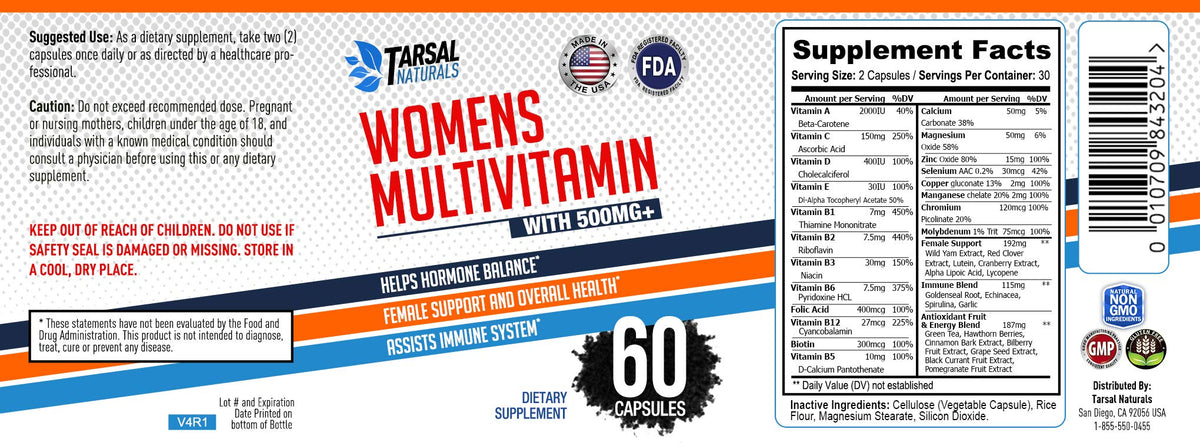 Tarsal Naturals Multivitamin and Minerals for Women - 60 Capsules - image 4