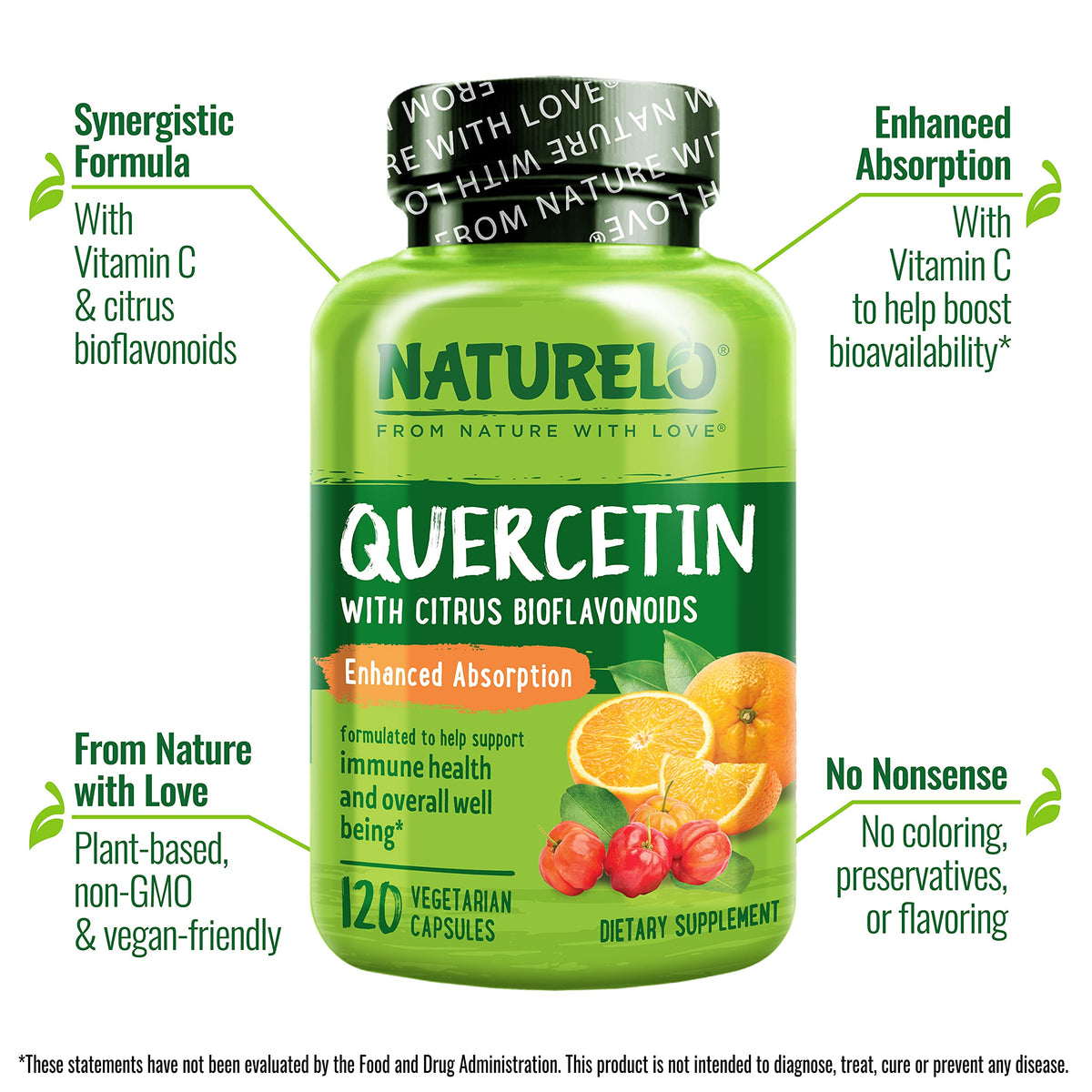 NATURELO Quercetin Citrus Bioflavonoid Complex - 120 Vegetarian Capsules - image 4