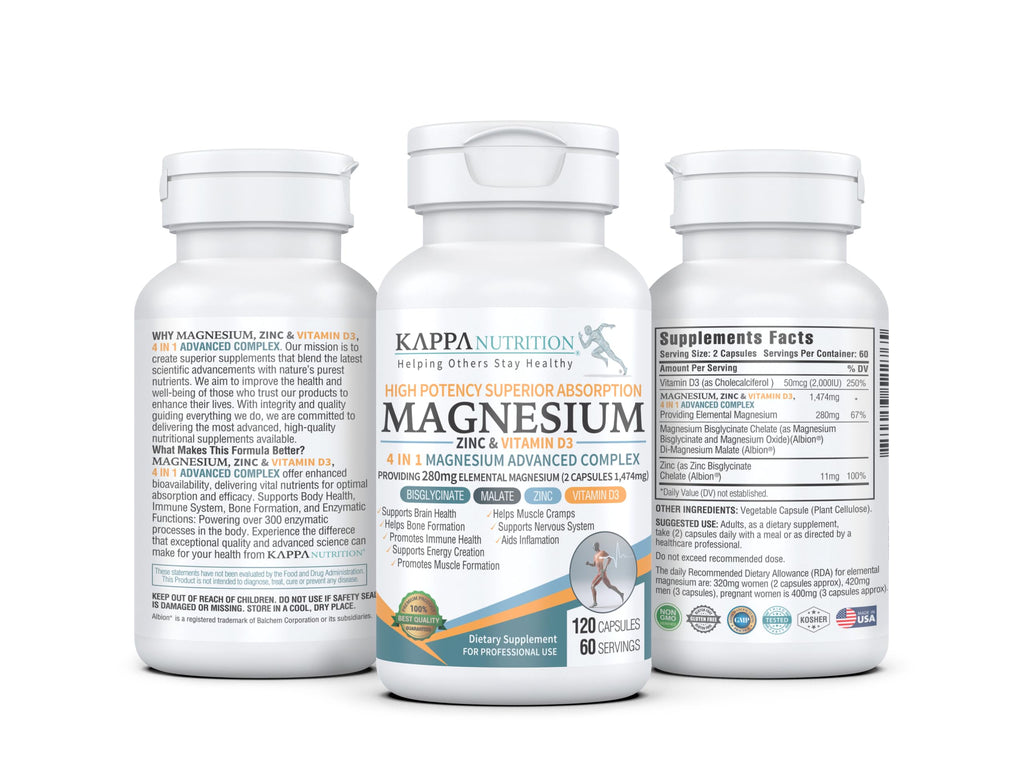 Kappa Nutrition Magnesium 4-in-1 with Zinc & Vitamin D3 - 120 Capsules - image 13