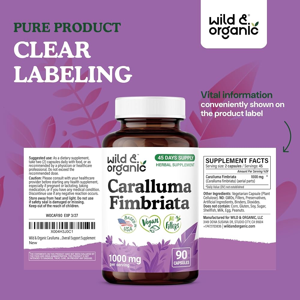 Wild & Organic Caralluma 1000 mg Overall Support - 90 Capsules - image 7