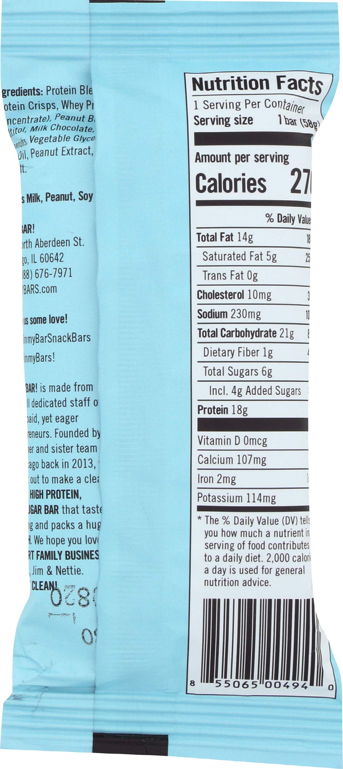 Jimmy Bar Protein Chocolate Peanut Butter Cup - 1 Bar - image 2