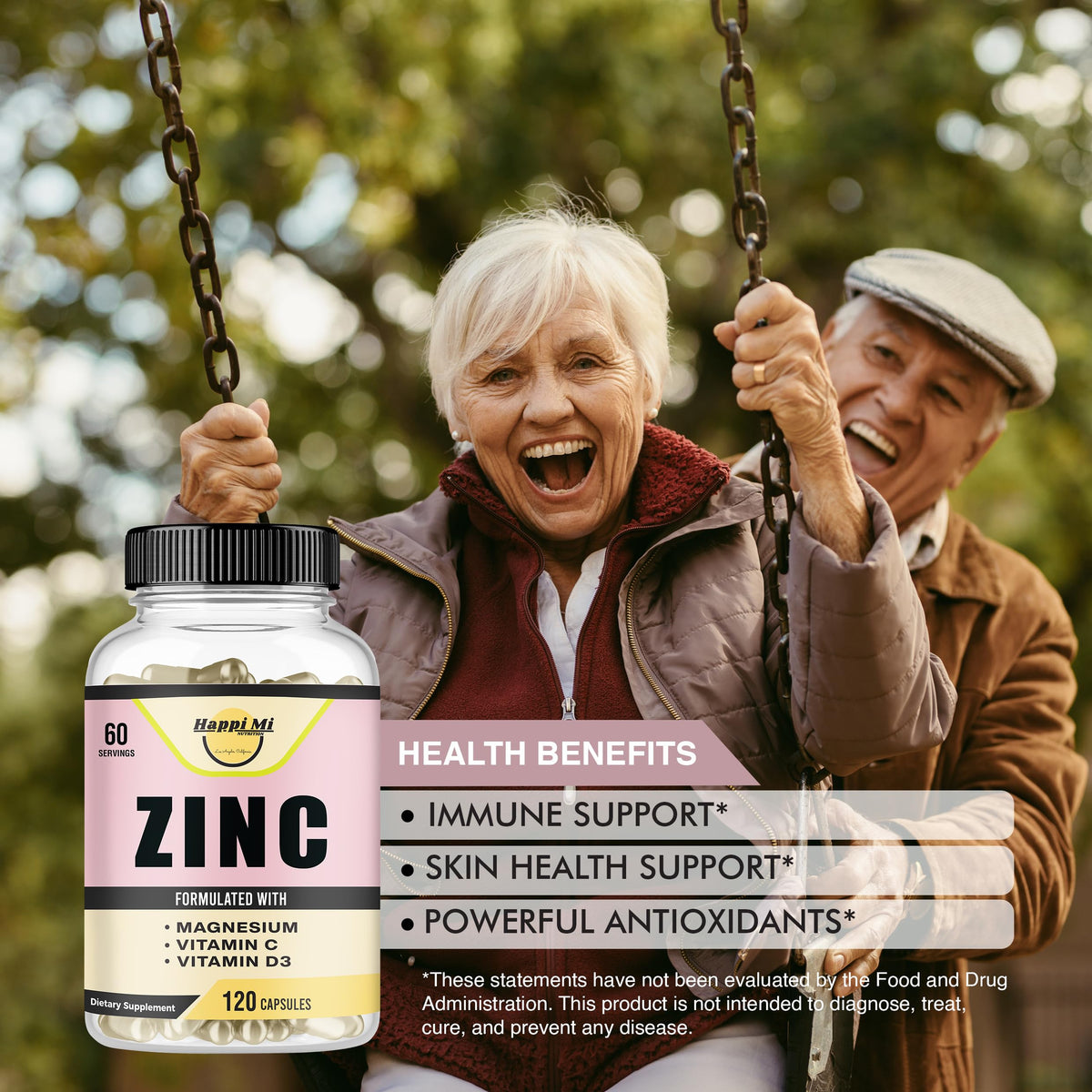 Happi Mi Nutrition Zinc 100mg with Vitamin D3 & Magnesium - 120 Capsules - image 4