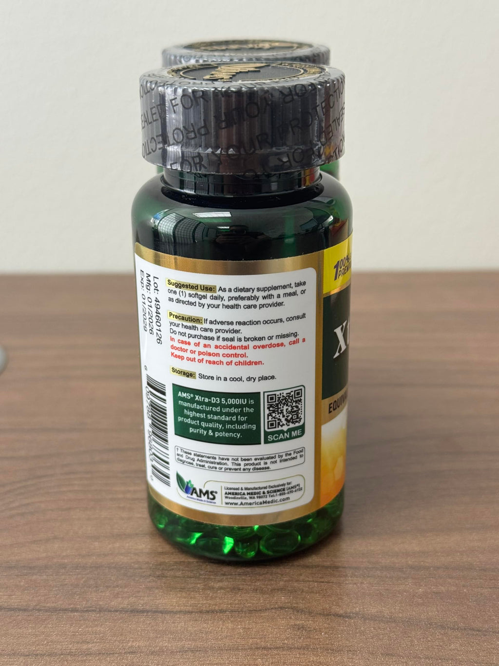 America Medic Extra Strength Vitamin D3 5000 IU (125 mcg) Softgels