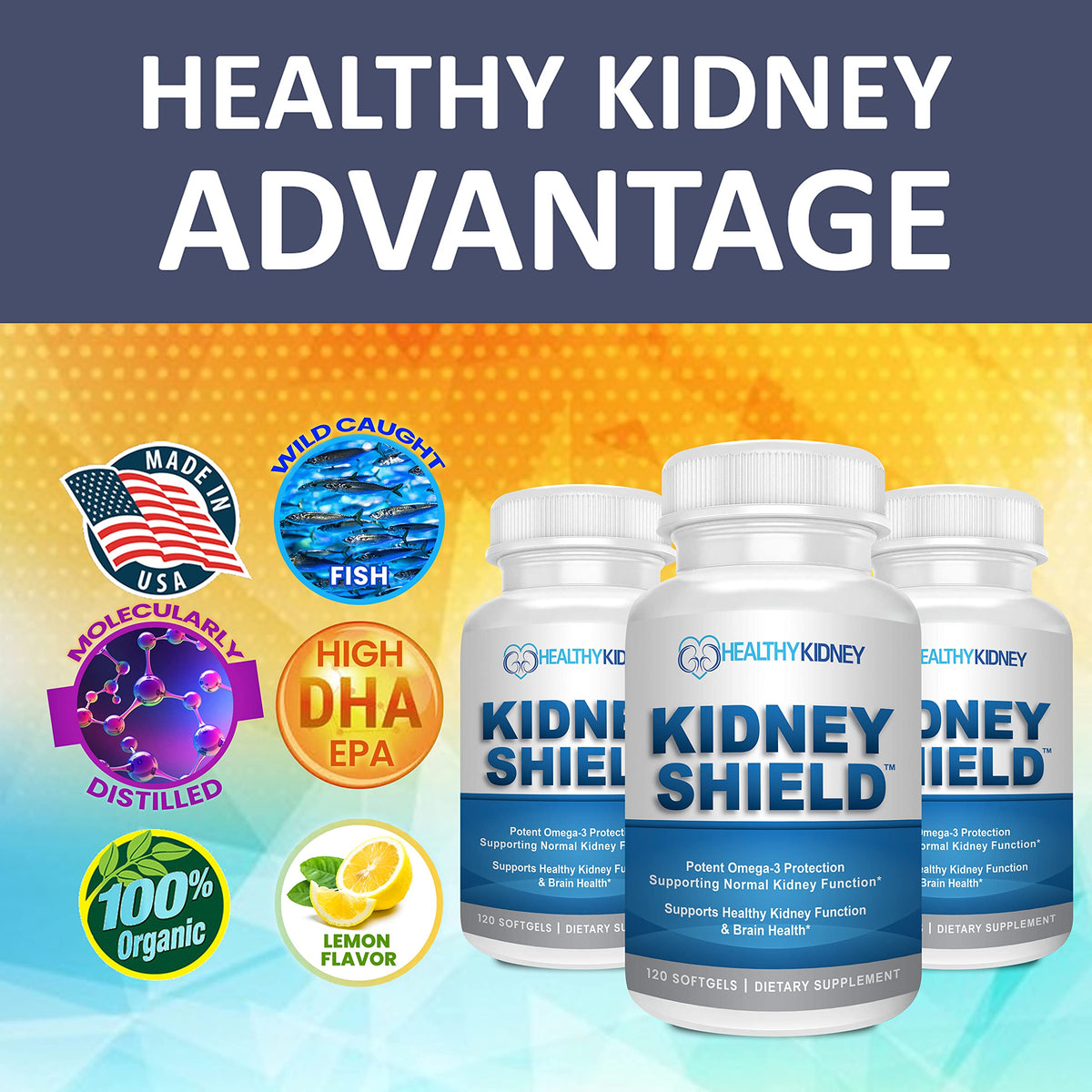 Kidney Restore Kidney Shield Omega 3 Fish Oil - 120 Lemon Softgels - image 9