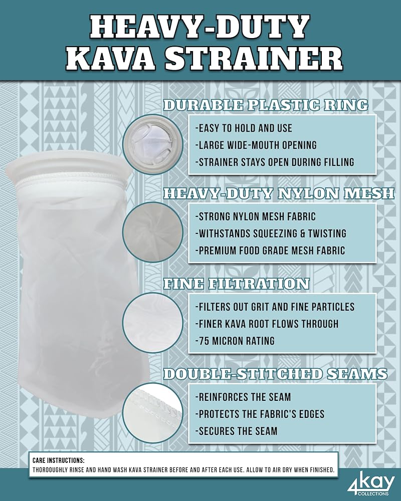4Kay Collections Kava Strainer Bag with Coconut Shell Cups - 3 Items - image 2