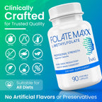FOLATE MAXX L-Methylfolate 1mg Supplement - 180 Vegetarian Capsules - image 5