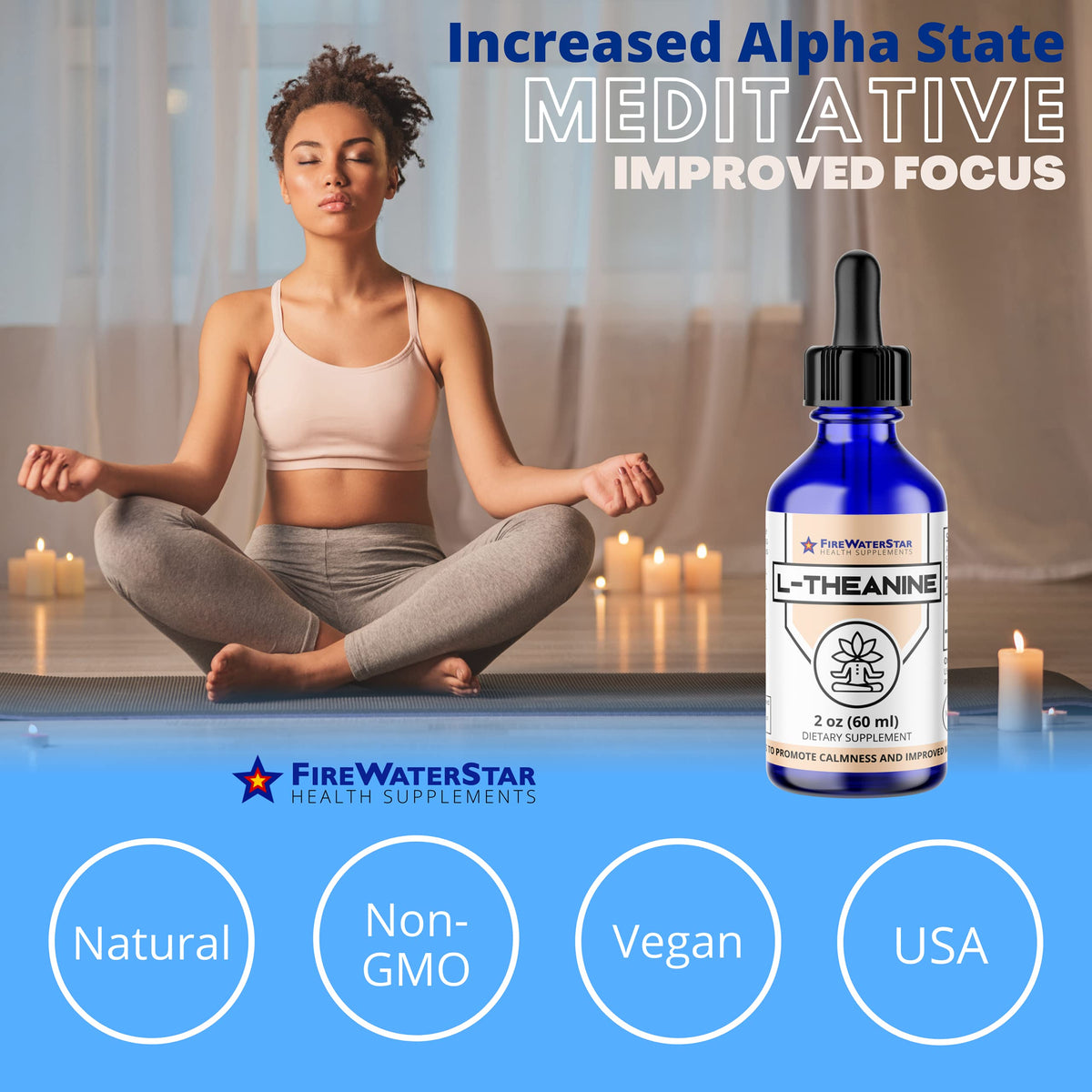 FIREWATERSTAR L-Theanine Liquid Drops 200mg - 2 Fl Oz - image 5