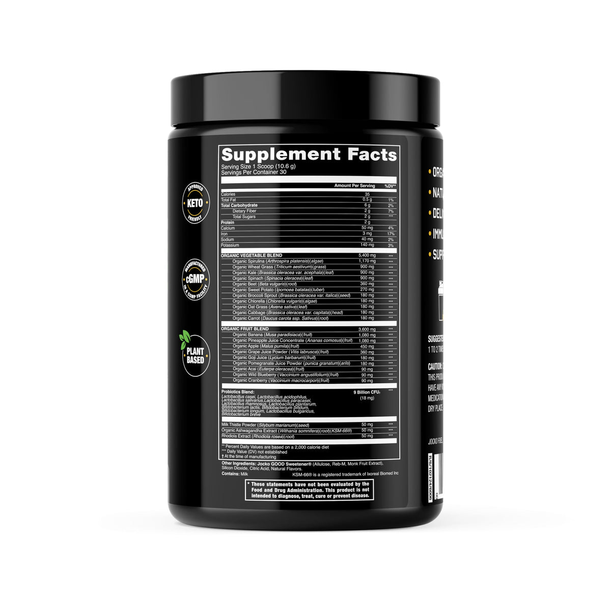 Jocko Fuel Greens Powder (Coconut/Pineapple Flavor) - Organic Greens